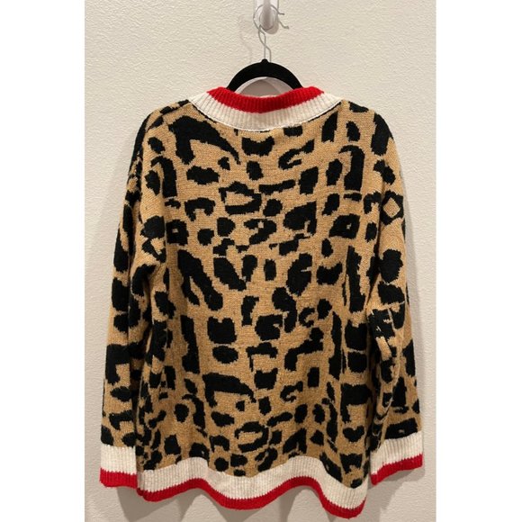 HYPED UNICORN Leopard V-Neck Oversize Sweater - Picture 7 of 7